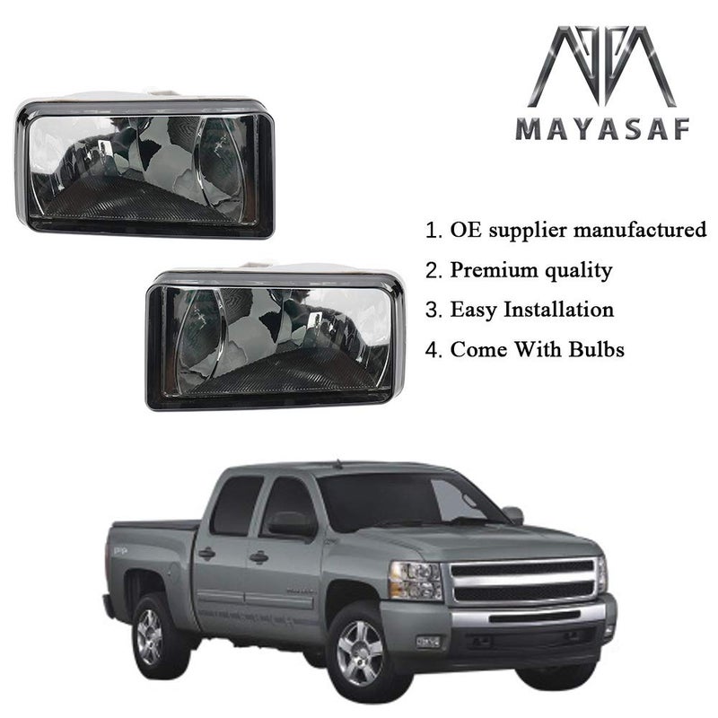MAYASAF Smoked Lens Fog Light Pair of Bumper Fog Lamp for CHEVY 2007-14 Silverado/Suburban/Avalanche/Tahoe, for GMC 2007-14 Sierra/Yukon, 2007-08 Escalade - Image 3
